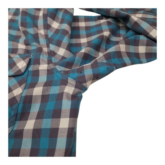 Woolrich Mens Long Sleeve ButtonUp Shirt Aqua Plaid Under Arm Gusset Sleeve Tabs - Picture 5 of 14